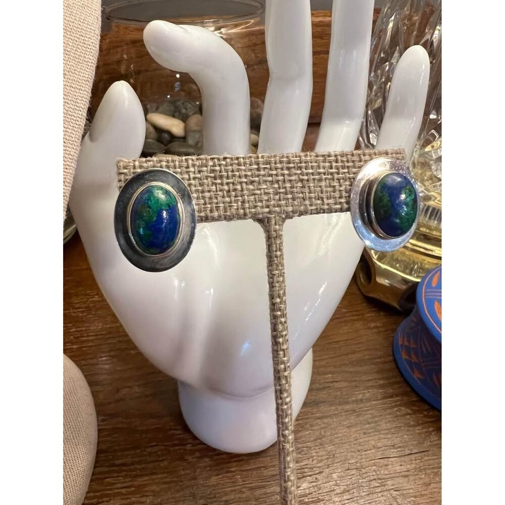 Azurmalichite Sterling silver Native American earrings.